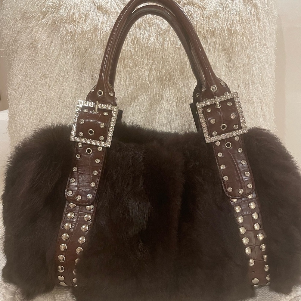 Chocolate Brown Authentic Rabbit Purse